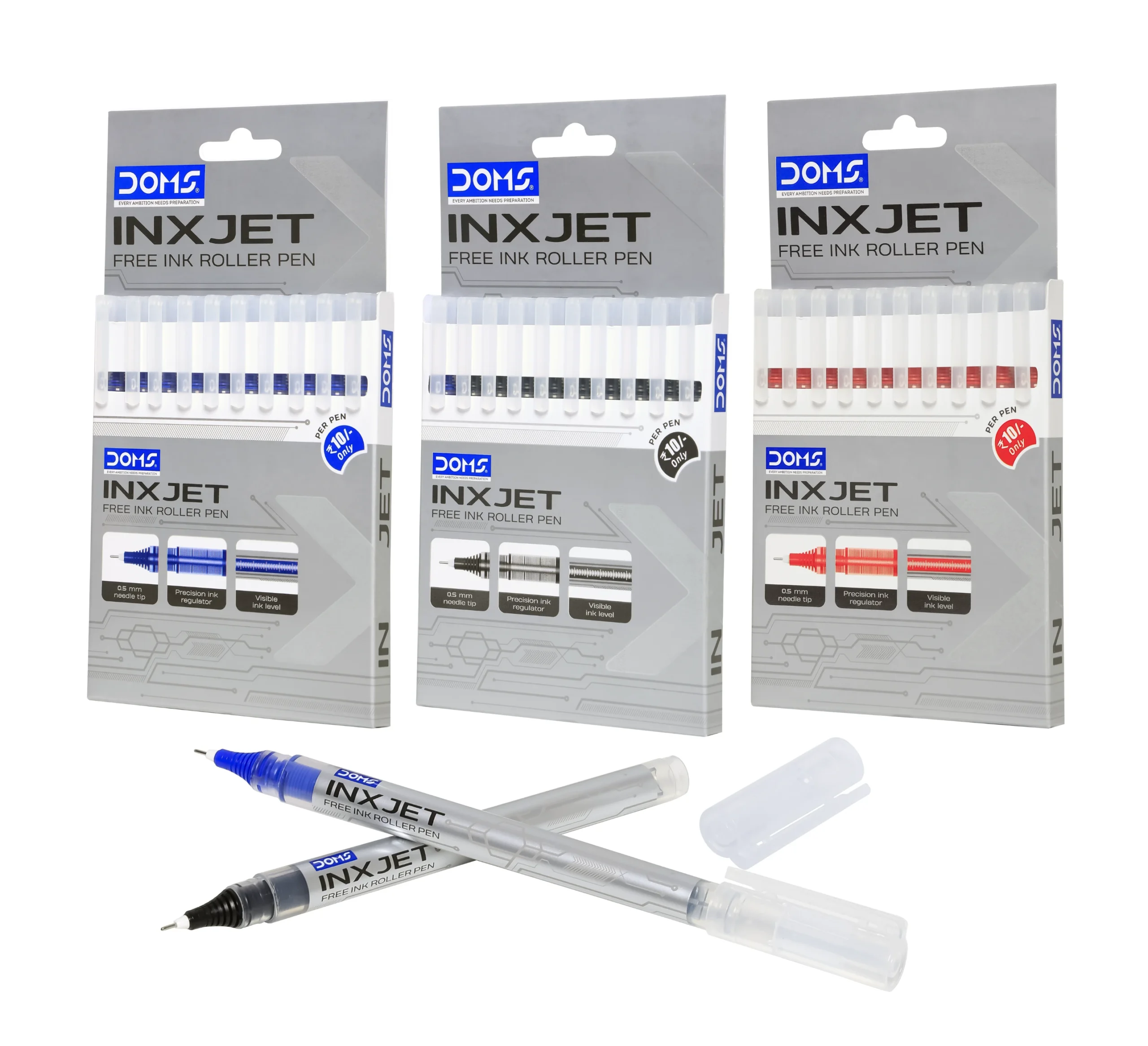DOMS INXJET ROLLER PEN-10 PCS PACK-BLUE