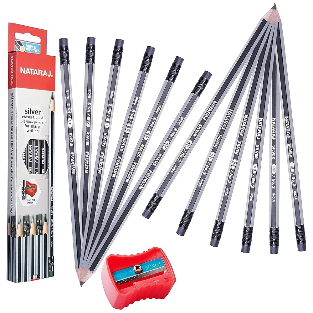 Nataraj Silver Eraser tipped Pencil (Pack of 12pcs 2x12)