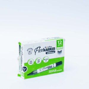 Flexoffice FlexMarker Whiteboard Marker | Bullet Tip 2.5mm | Refillable | Easy Wipe | Low Odor | Black | Pack of 12