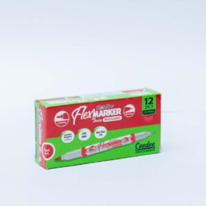 Flexoffice Ceedee Twin CD Marker | Twin Tip 1.0mm & 0.4mm | Permanent Ink | Red | Pack of 12