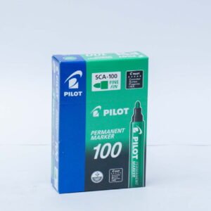 Pilot Permanent Marker 100 | Fine Tip | Controlled Surface Ink | Xylene Free | Green | Pack of 12