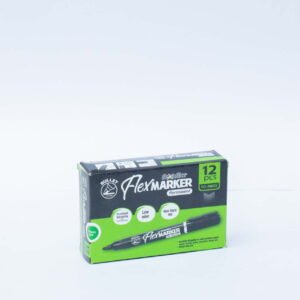 Flexoffice FlexMarker Permanent Marker | Bullet Tip 1.5mm | Permanent Ink | Low Odor | Non-Toxic | Green | Pack of 12