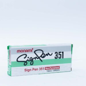 Monami Sign Pen 351 | Non-Permanent Ink | Fine Tip Marker Pen | Green | Pack of 12