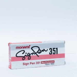 Monami Sign Pen 351 | Non-Permanent Ink | Fine Tip Marker Pen | Red | Pack of 12