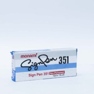Monami Sign Pen 351 | Non-Permanent Ink | Fine Tip Marker Pen | Blue | Pack of 12