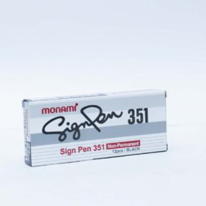 Monami Sign Pen 351 | Non-Permanent Ink | Fine Tip Marker Pen | Black | Pack of 12