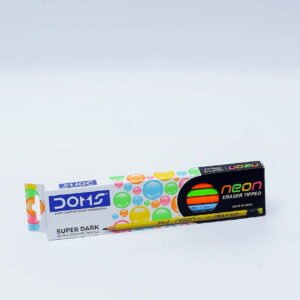 DOMS Neon Super Dark HB Graphite Pencils Box Pack | Eraser Tipped | Super Dark Lead | Pack of 12 Pencils | Multicolor