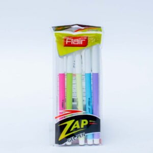 Flair Zap Gel Pen – Smooth Blue Ink, Bright Body Colors, Pack of 5