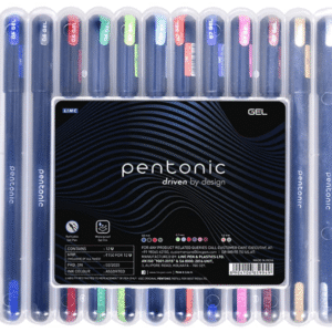 Pentonic Multicolor Gel Pen Set – 12 Premium Pens with Hard Case (0.6 mm)