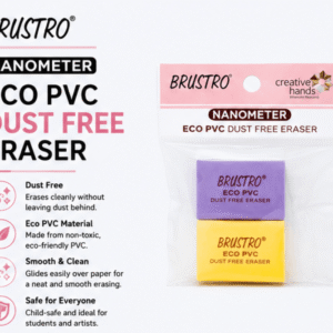 Brushtro Eco PVC Dust-Free Eraser | Nanometer Technology | Soft Art Erasers | Clean Erasing | Pack of 2