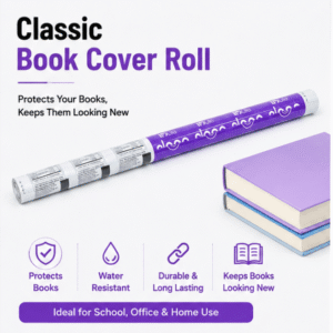 Book Cover Roll | Decorative Purple Book Wrapping Film | Durable Protective Cover | Easy Cut & Apply | School & Office Use