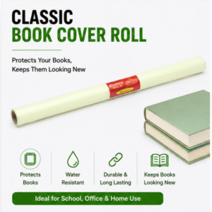 Klassic Gold Self Adhesive Book Cover Roll | Light Green | Waterproof Protective Film | Easy Apply | Long Lasting Book Cover