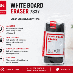 Deli White Board Eraser 7837 | Magnetic Dry Eraser | For Whiteboards & Blackboards | Lightweight & Durable