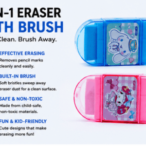 Cartoon Sliding Eraser with Cleaning Brush | Cute School Eraser | Assorted Designs